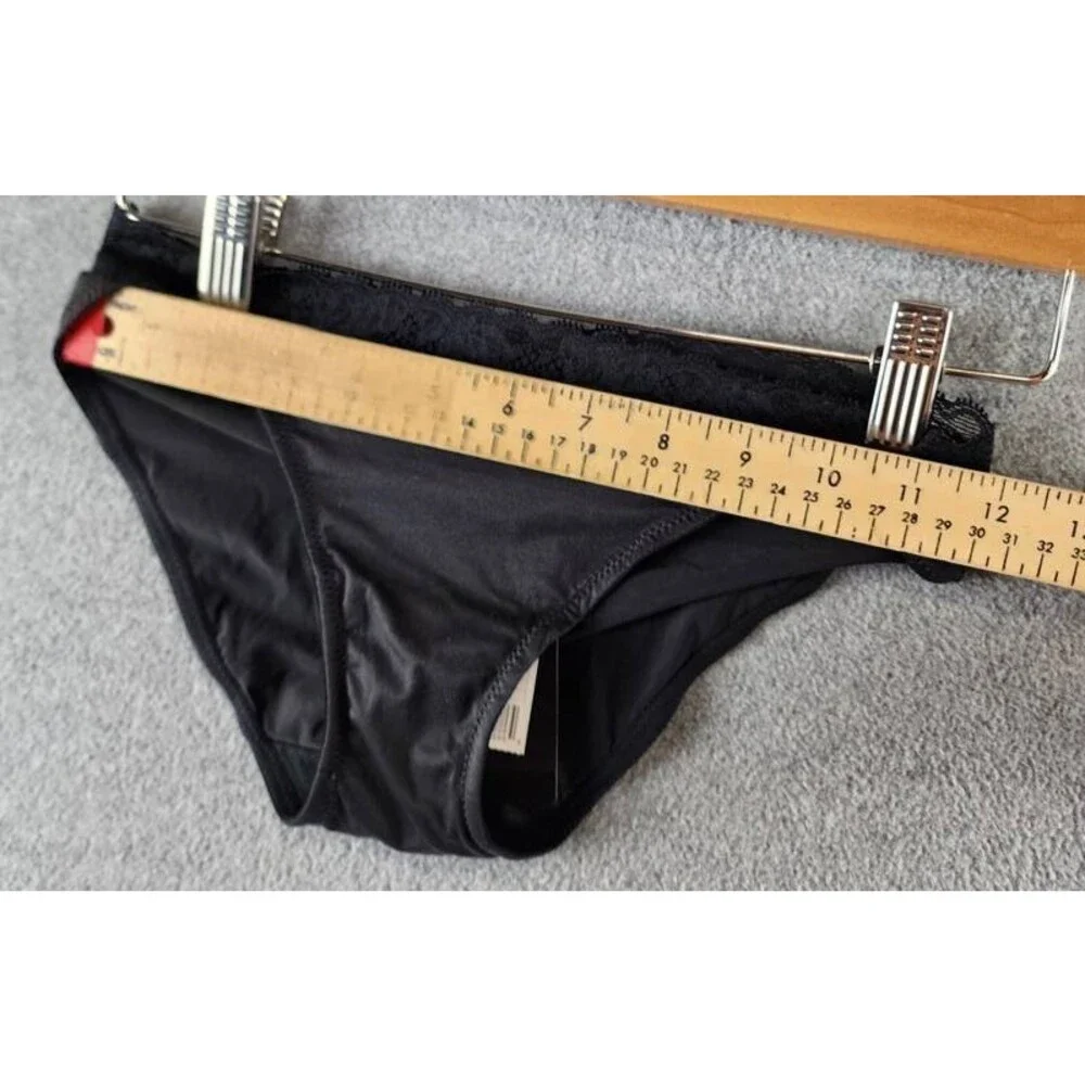 Natori Discreet Bikini Underwear Women XS Black Solid Elastic Waist Pull On